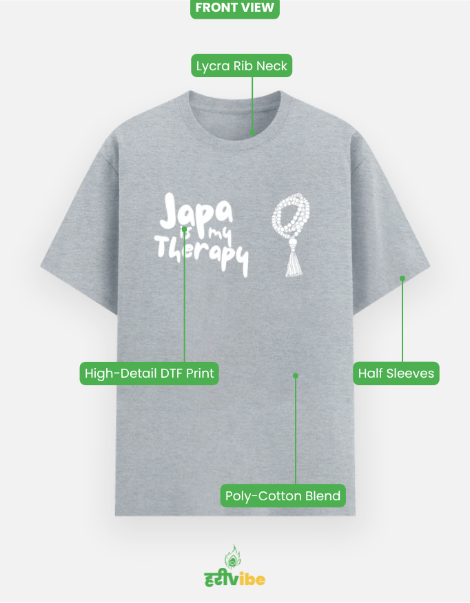 Japa is my therapy | Unisex Classic Tee - Grey Melange | Bhakti T-shirt (Spiritual Streetwear)