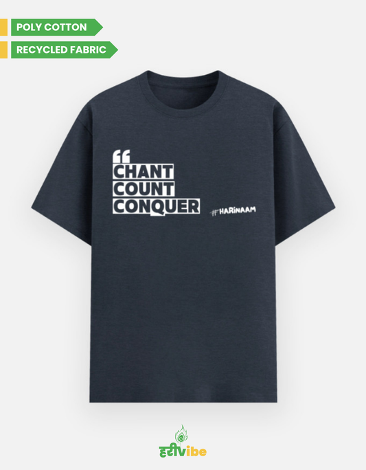 Chant Count Conquer | Unisex Classic Tee – Navy | Bhakti T-shirt (Spiritual Streetwear)