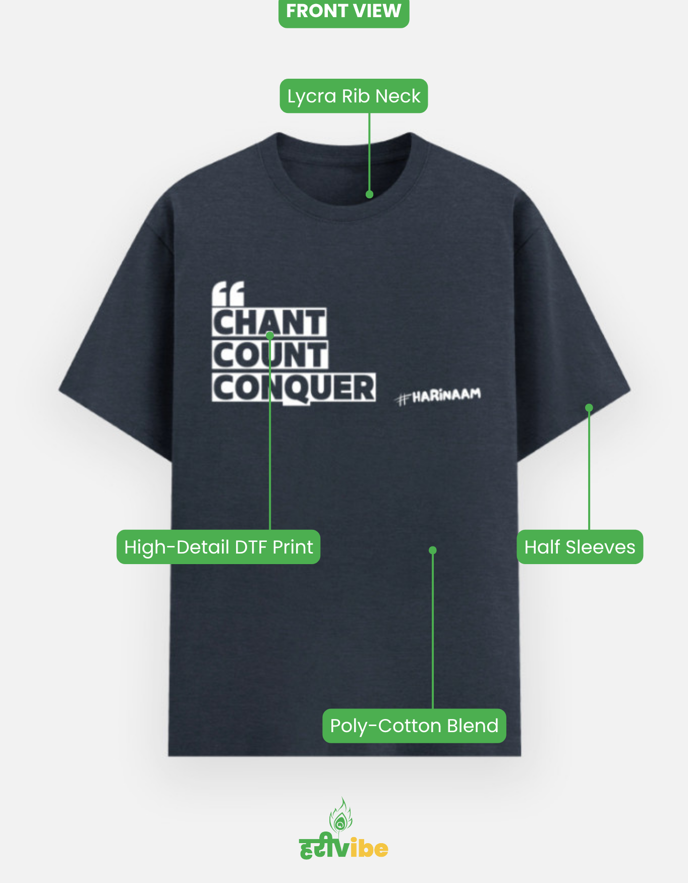 Chant Count Conquer | Unisex Classic Tee – Navy | Bhakti T-shirt (Spiritual Streetwear)