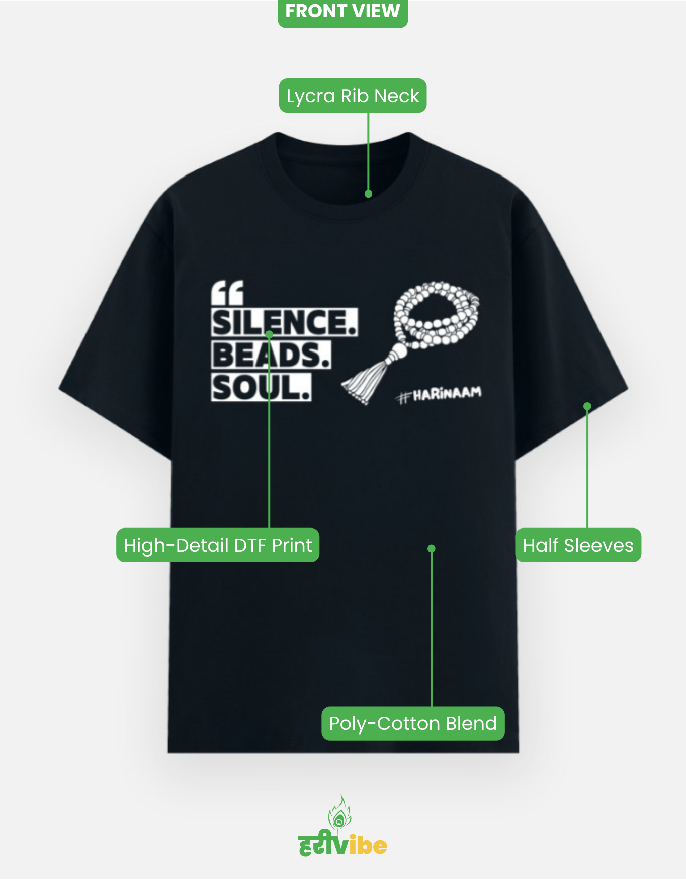 Silence. Beads. Soul – Unisex Classic Tee – Navy | Bhakti T-shirt (Spiritual Streetwear)