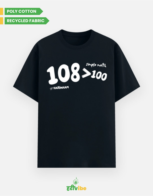 108 > 100 | Unisex Classic Tee – Navy | Bhakti T-shirt (Spiritual Streetwear)