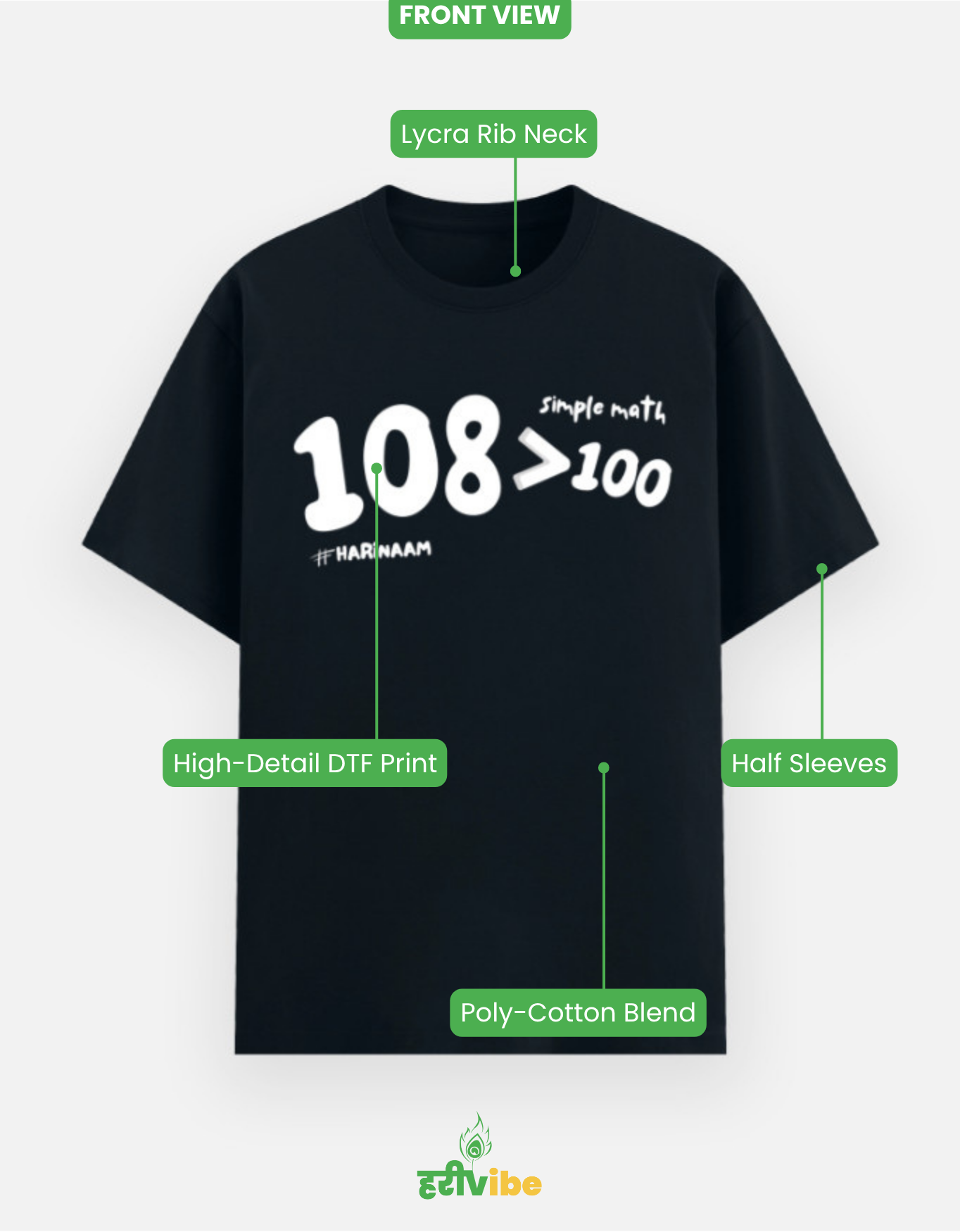 108 > 100 | Unisex Classic Tee – Navy | Bhakti T-shirt (Spiritual Streetwear)