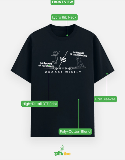 OVERTHINKING v/s HARINAAM | Unisex Classic Tee – Navy | Bhakti T-shirt (Spiritual Streetwear)