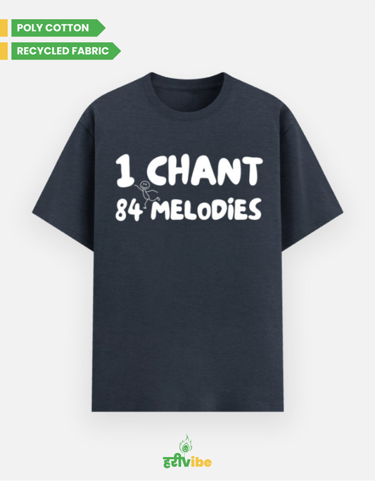 1 Chant, 84 Melodies | Unisex Classic Tee – Navy Melange | Bhakti T-shirt (Spiritual Streetwear)