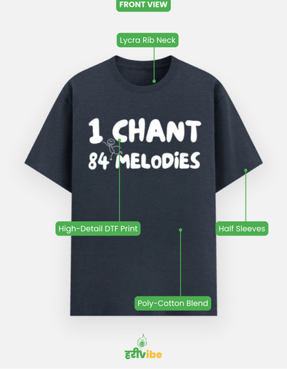 1 Chant, 84 Melodies | Unisex Classic Tee – Navy Melange | Bhakti T-shirt (Spiritual Streetwear)