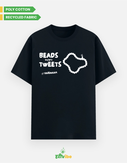 Beads Before Tweets | Unisex Classic Tee – Navy | Bhakti T-shirt (Spiritual Streetwear)