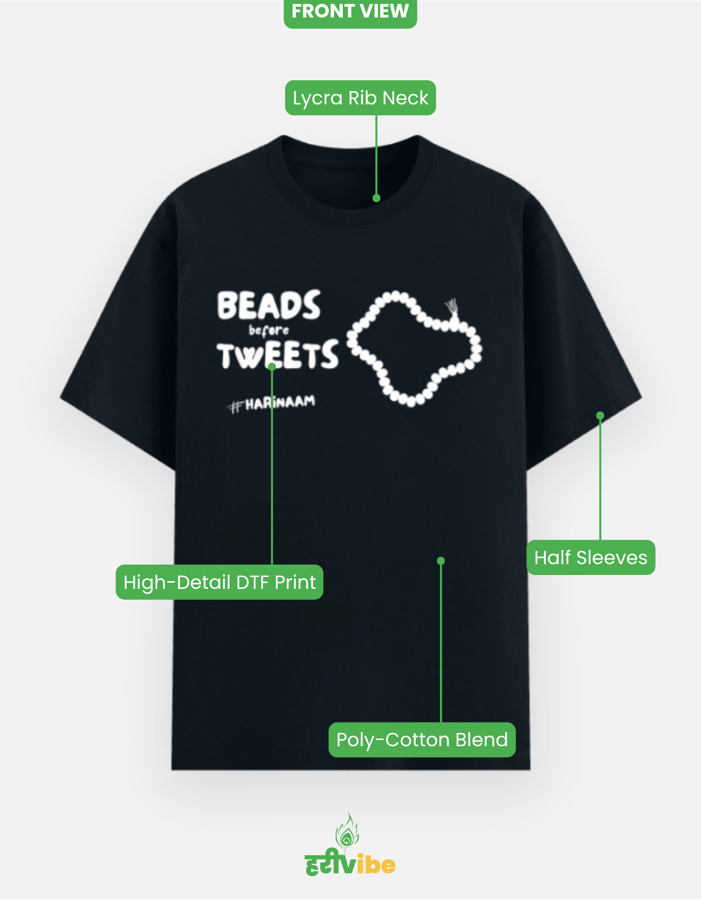Beads Before Tweets | Unisex Classic Tee – Navy | Bhakti T-shirt (Spiritual Streetwear)