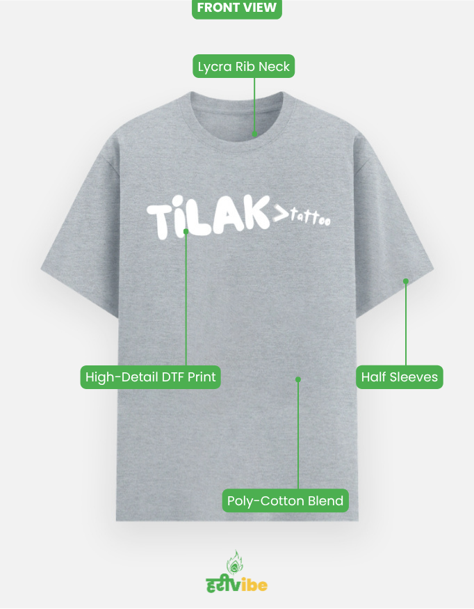 Tilak > Tatoo | Unisex Classic Tee – Navy Melange | Bhakti T-shirt (Spiritual Streetwear)