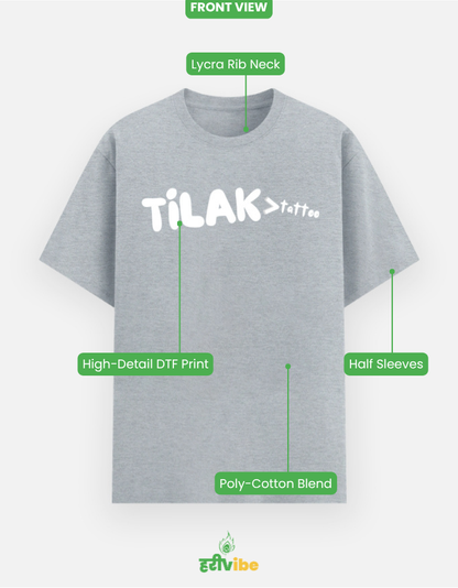 Tilak > Tatoo | Unisex Classic Tee – Navy Melange | Bhakti T-shirt (Spiritual Streetwear)