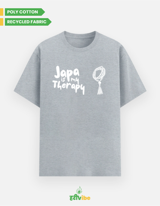 Japa is my therapy | Unisex Classic Tee - Grey Melange | Bhakti T-shirt (Spiritual Streetwear)