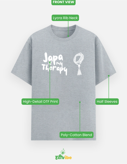 Japa is my therapy | Unisex Classic Tee - Grey Melange | Bhakti T-shirt (Spiritual Streetwear)